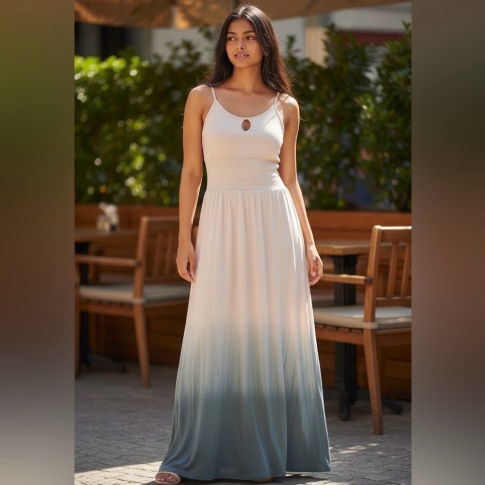 Promesa Ombre Maxi Dress pink to gray